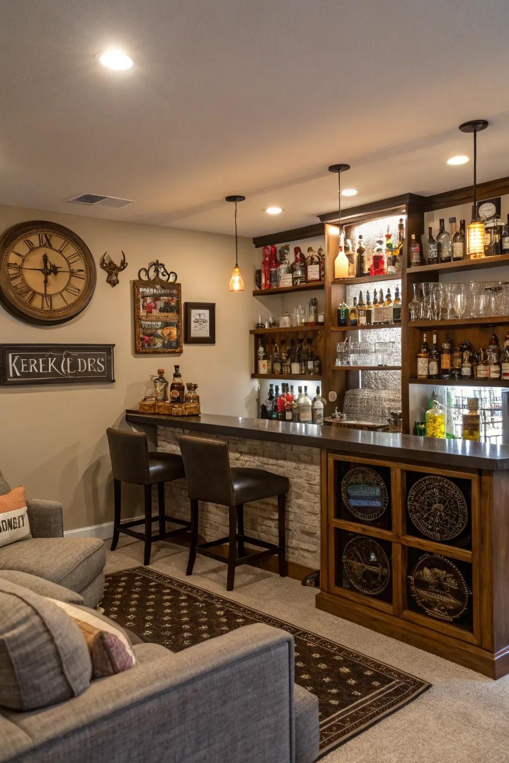 Personal touches make the home bar uniquely yours.