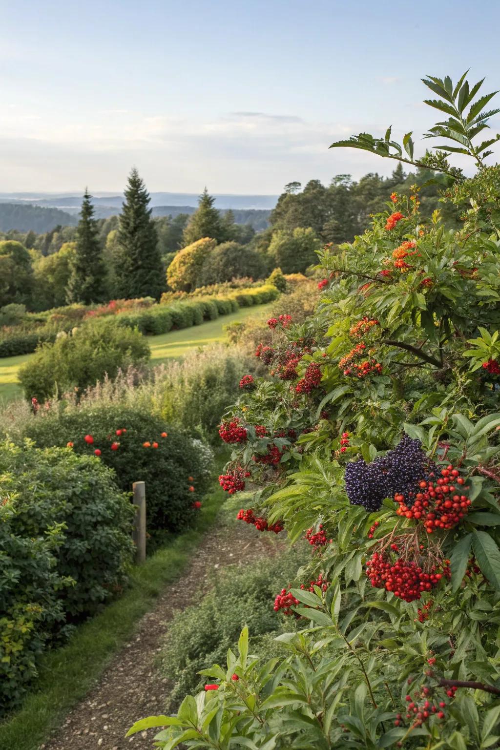 Unique berry varieties adding diversity to the garden.