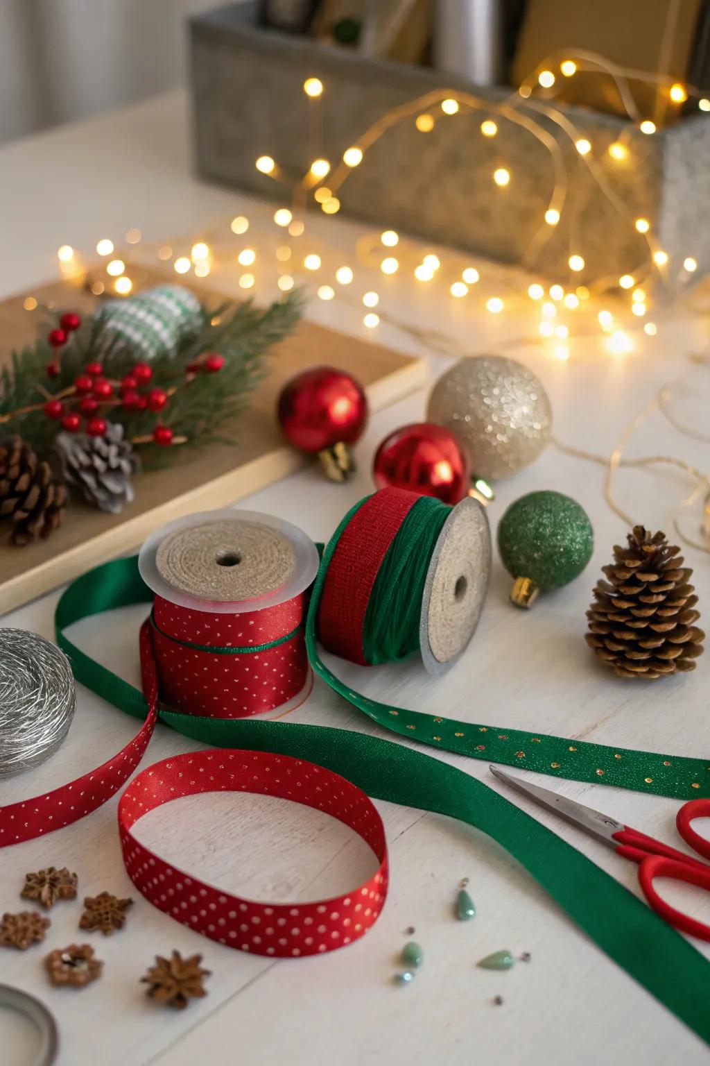 A crafting station lets guests create their own festive keepsakes.