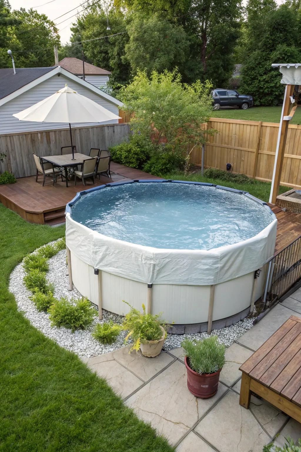 Seasonal covers protect your pool and simplify maintenance.