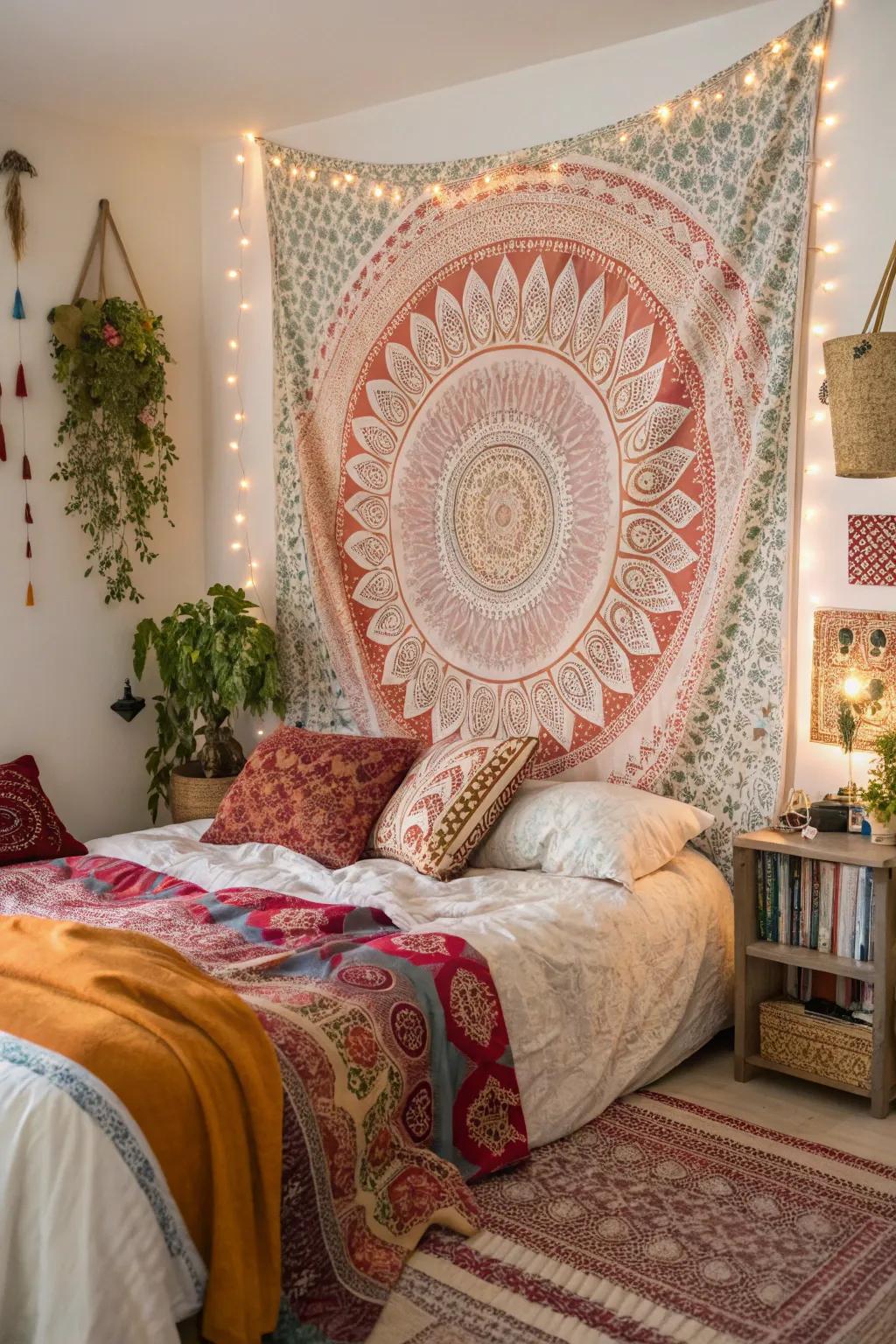 Tapestries bring a worldly charm and warmth to your bedroom decor.