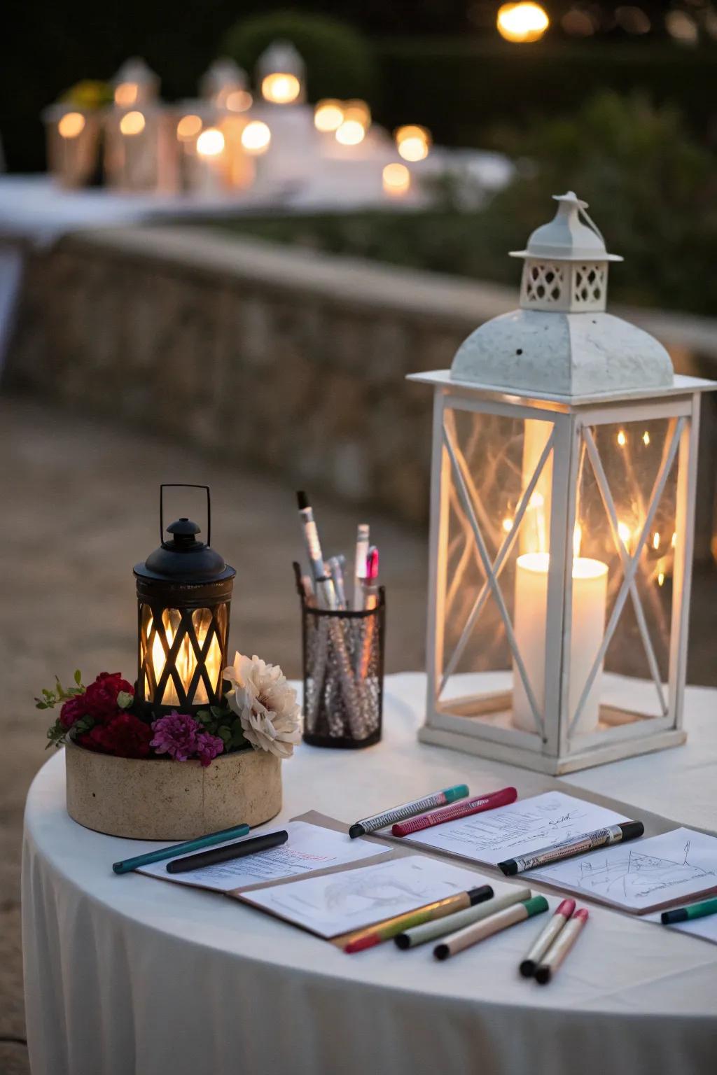 A lantern release station offering a moment of reflection and connection.