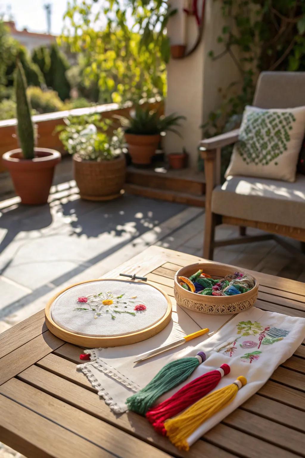 Create intricate designs with a DIY embroidery kit.