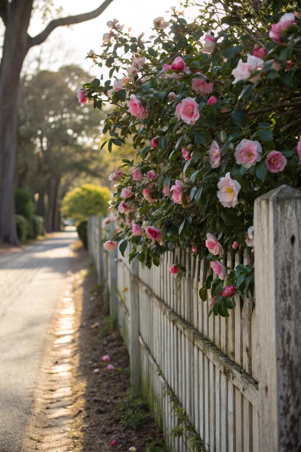 Camellias add Southern charm with their exquisite blooms.