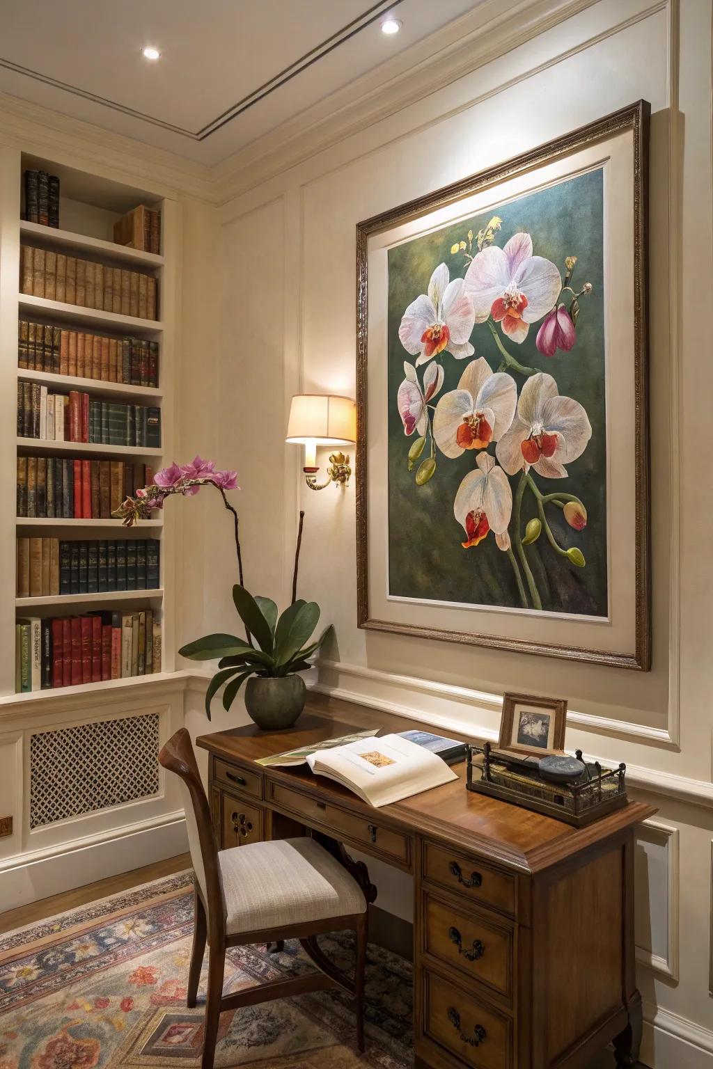 Elevate your space with exotic orchid art.