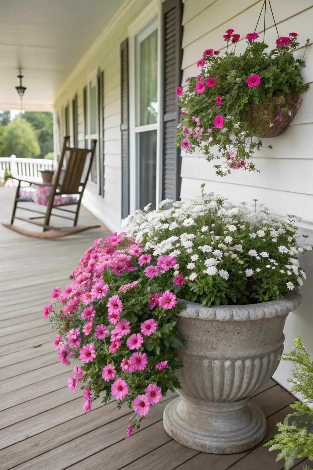 A welcoming porch arrangement that changes with the seasons.