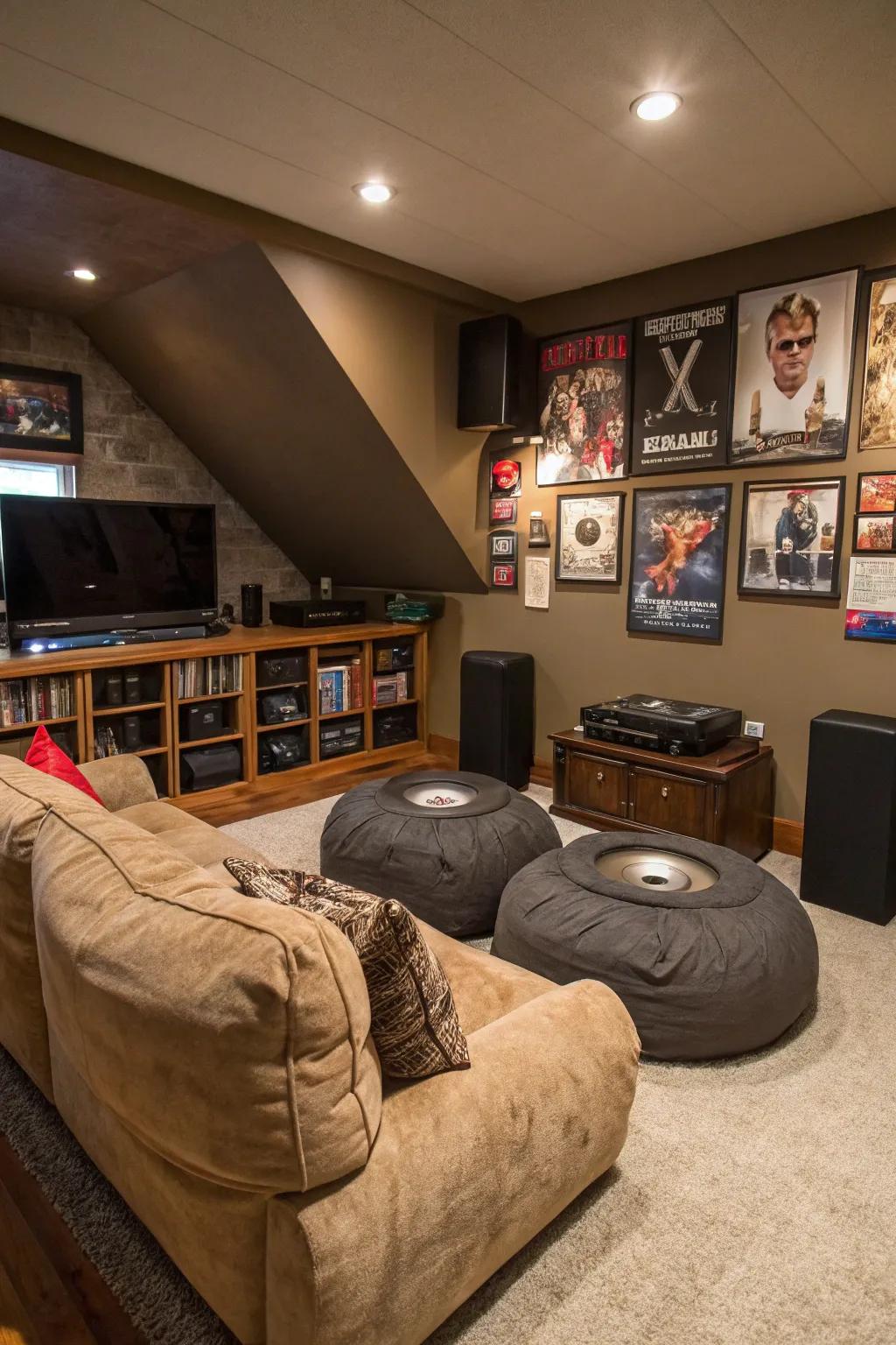 A sound system enhances the atmosphere of your man cave.