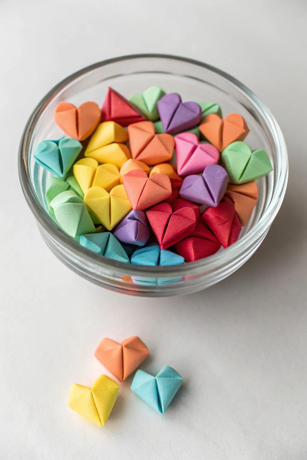 Simple origami hearts for surprise smiles.