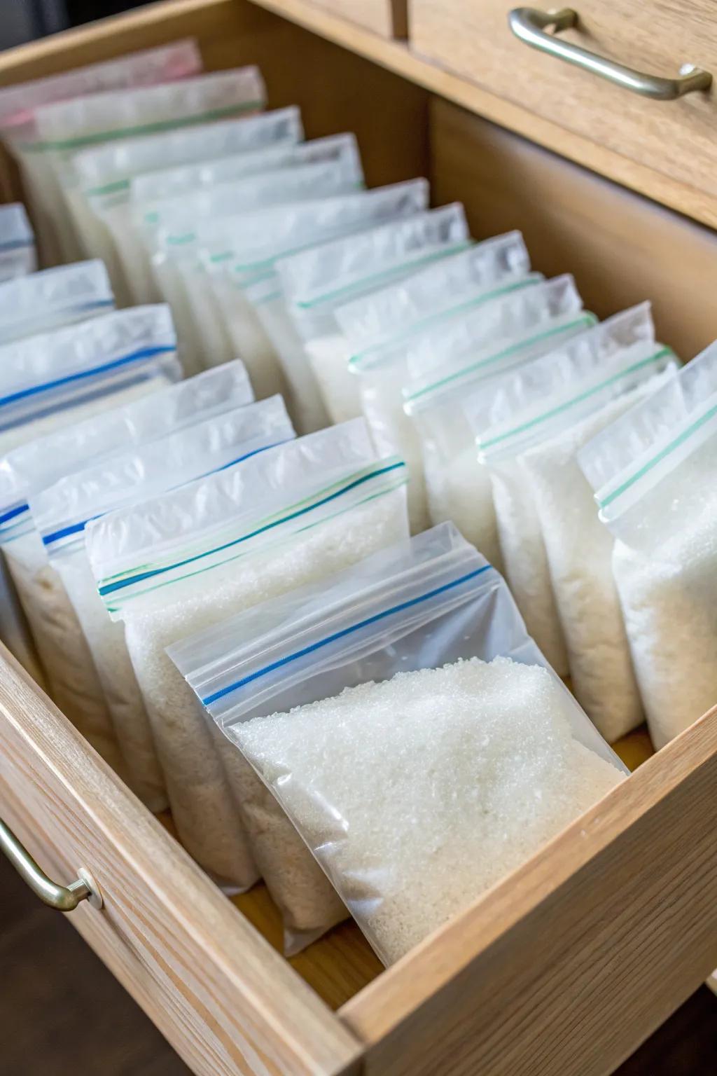 Resealable plastic bags provide a convenient storage option for Epsom salt