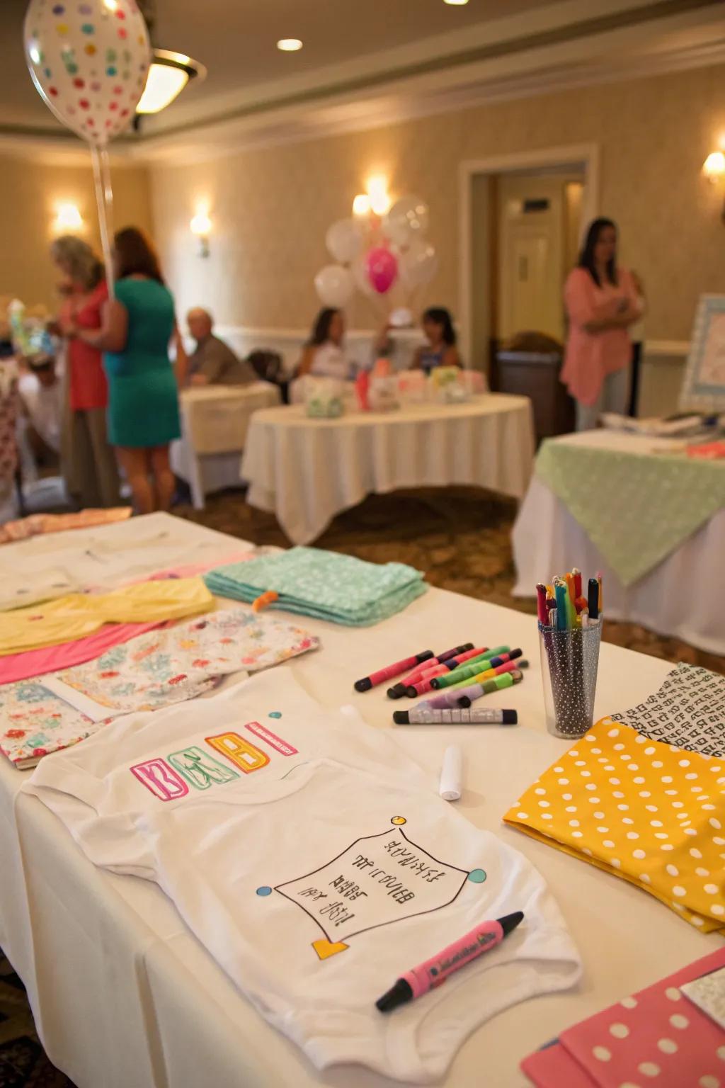 Interactive craft station for a baby shower