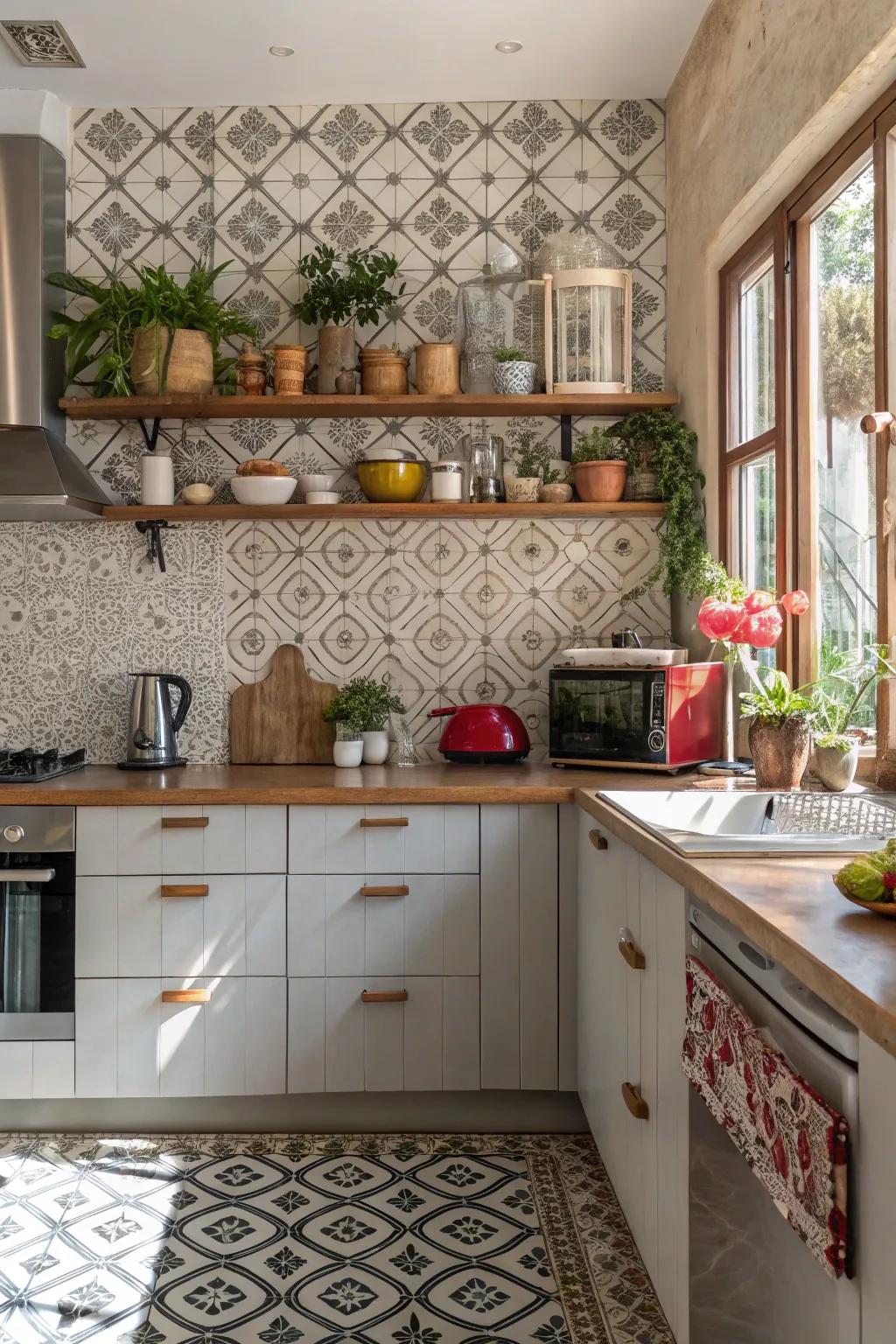 Patterned cement tiles offer a bold and artistic touch.