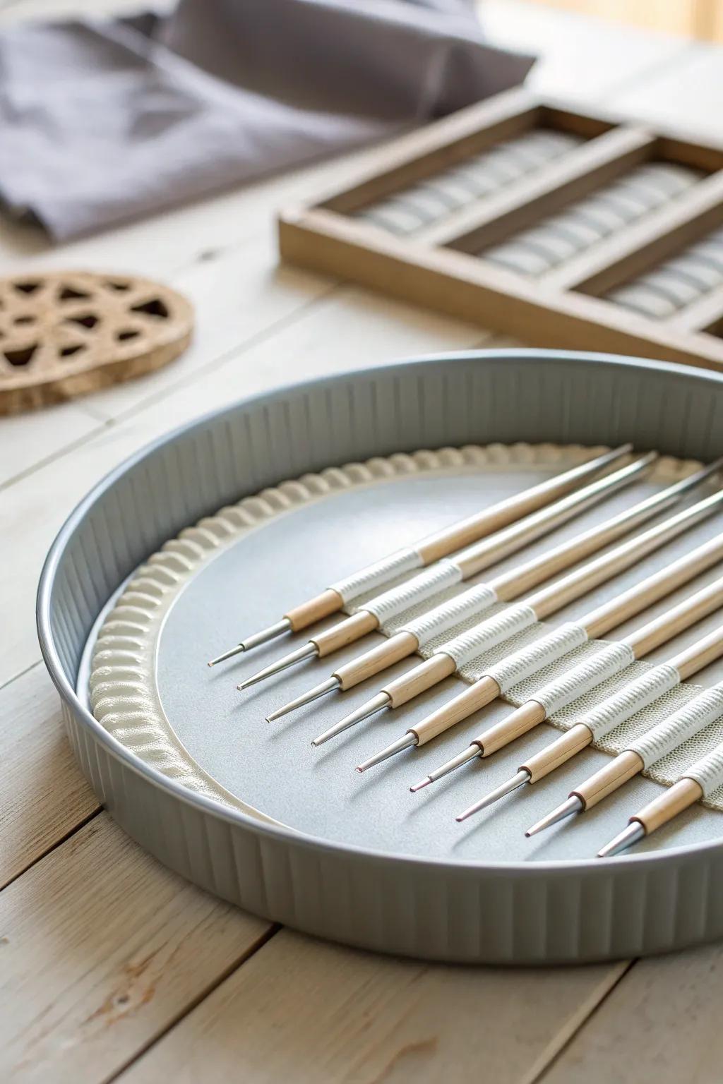 Crafted Elegance: Keep your knitting needles organized with a touch of minimalist charm.