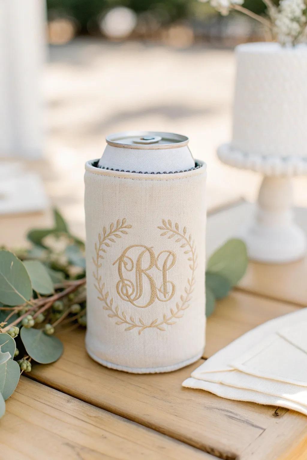 Elevate your event with the timeless charm of monogrammed koozies.