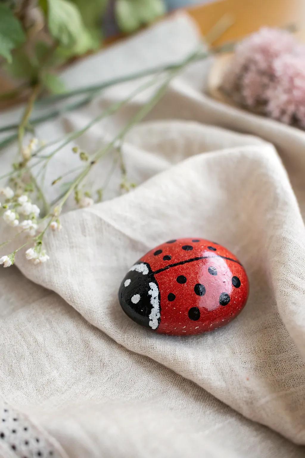 Discover joy in simplicity with this charming ladybug rock craft—perfect for a playful garden adventure.