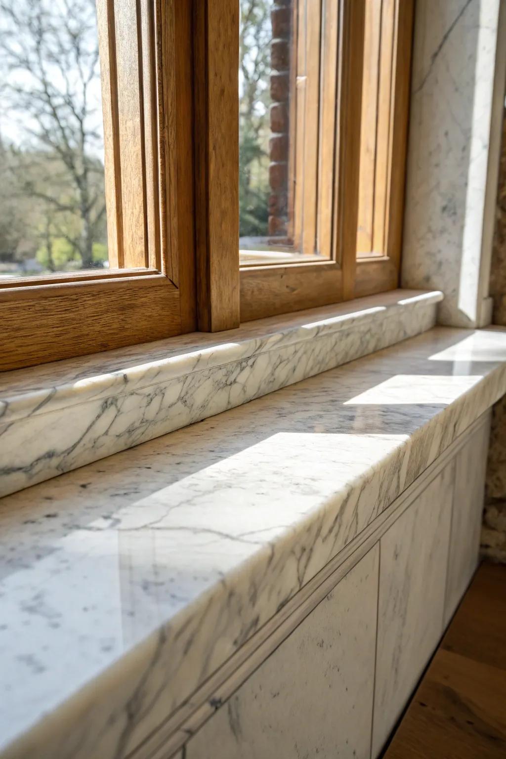 Elevate your space with the timeless elegance of marble window sills.