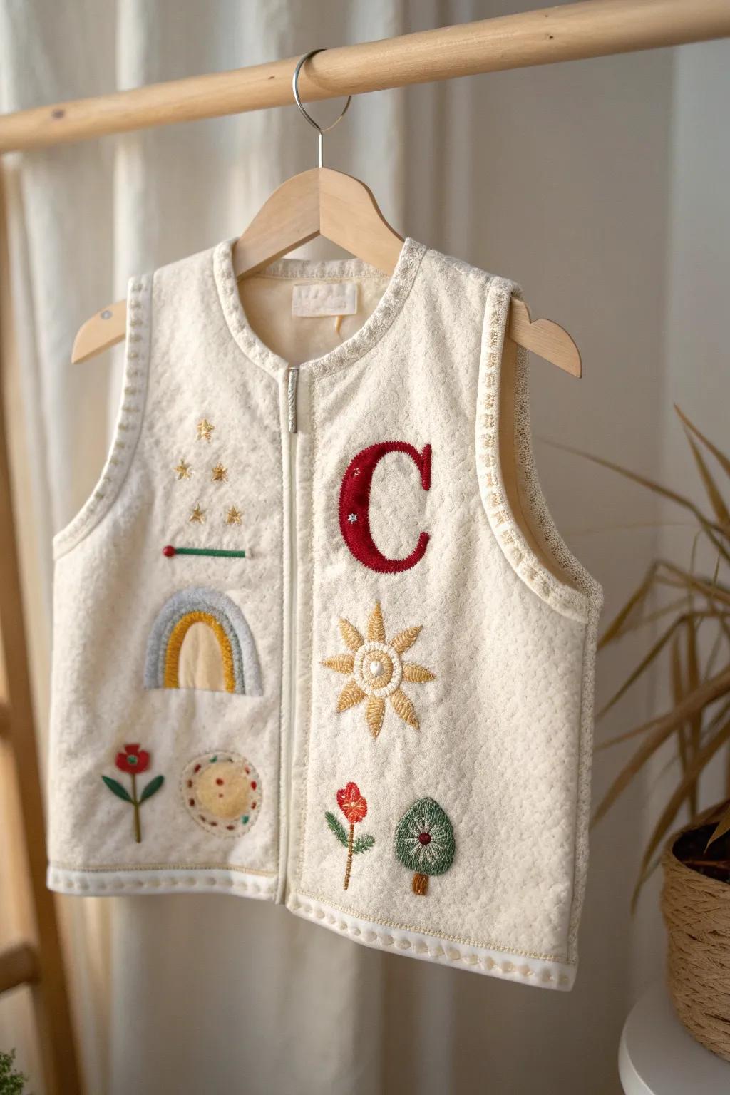 Discover cultural stories through this beautifully crafted vest, perfect for little explorers.