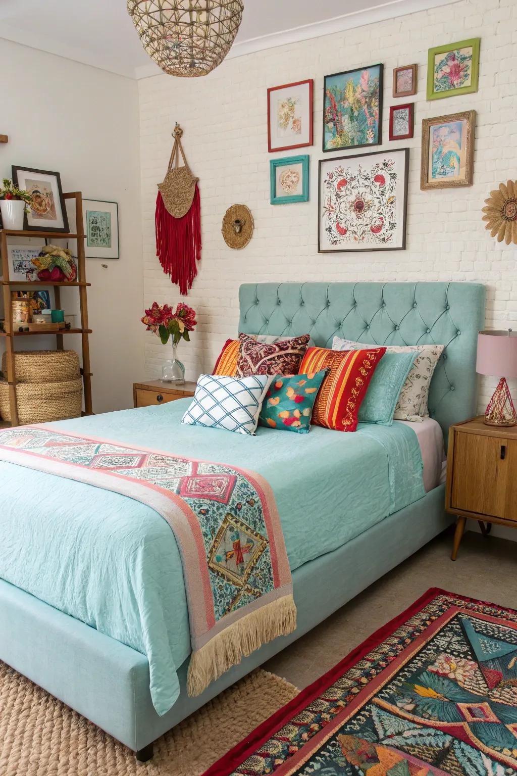 Showcase your creativity with an eclectic mix of light blue and bold accents.