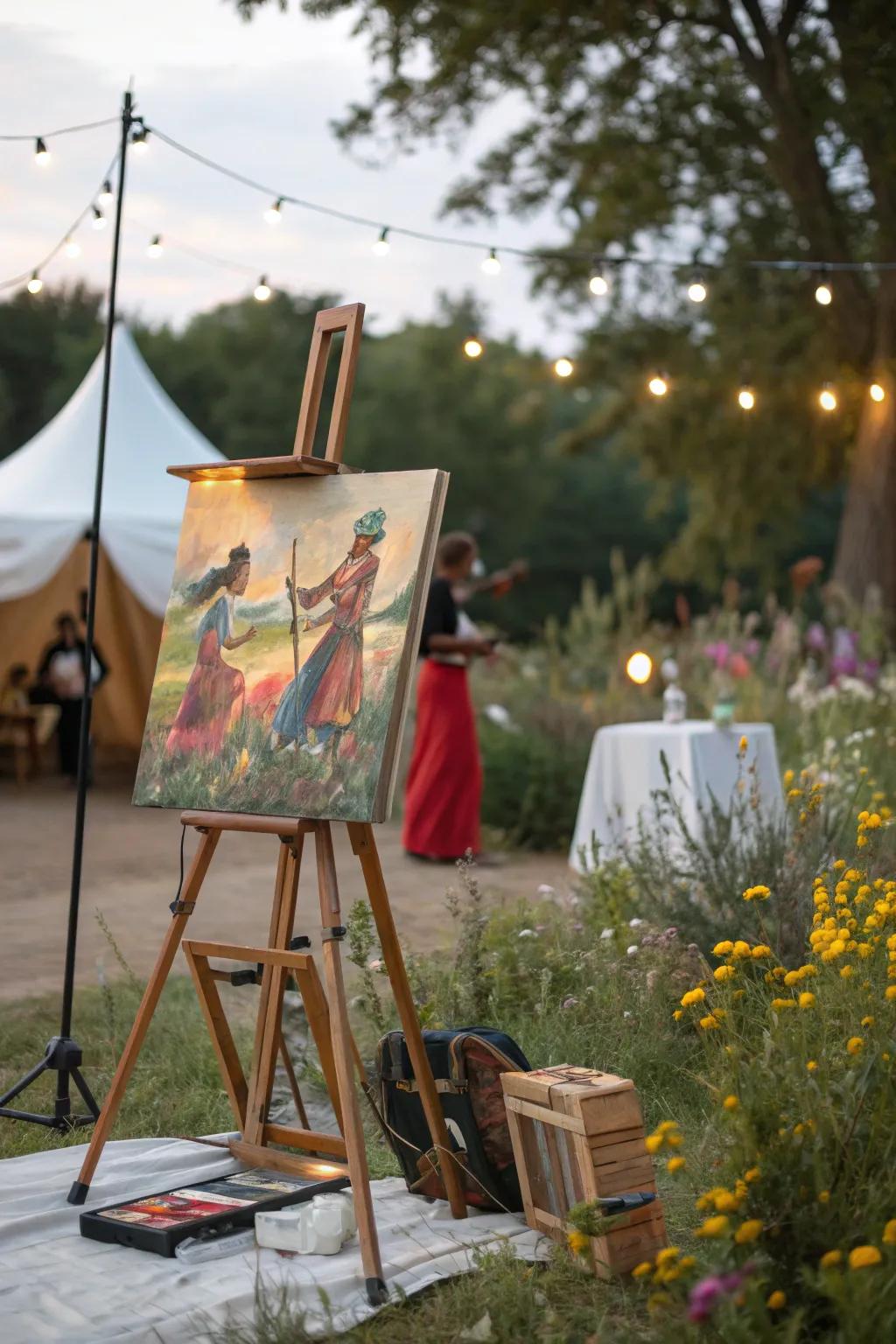 Capturing the essence of culture through live painting at a festival—where art and tradition meet in vibrant harmony.