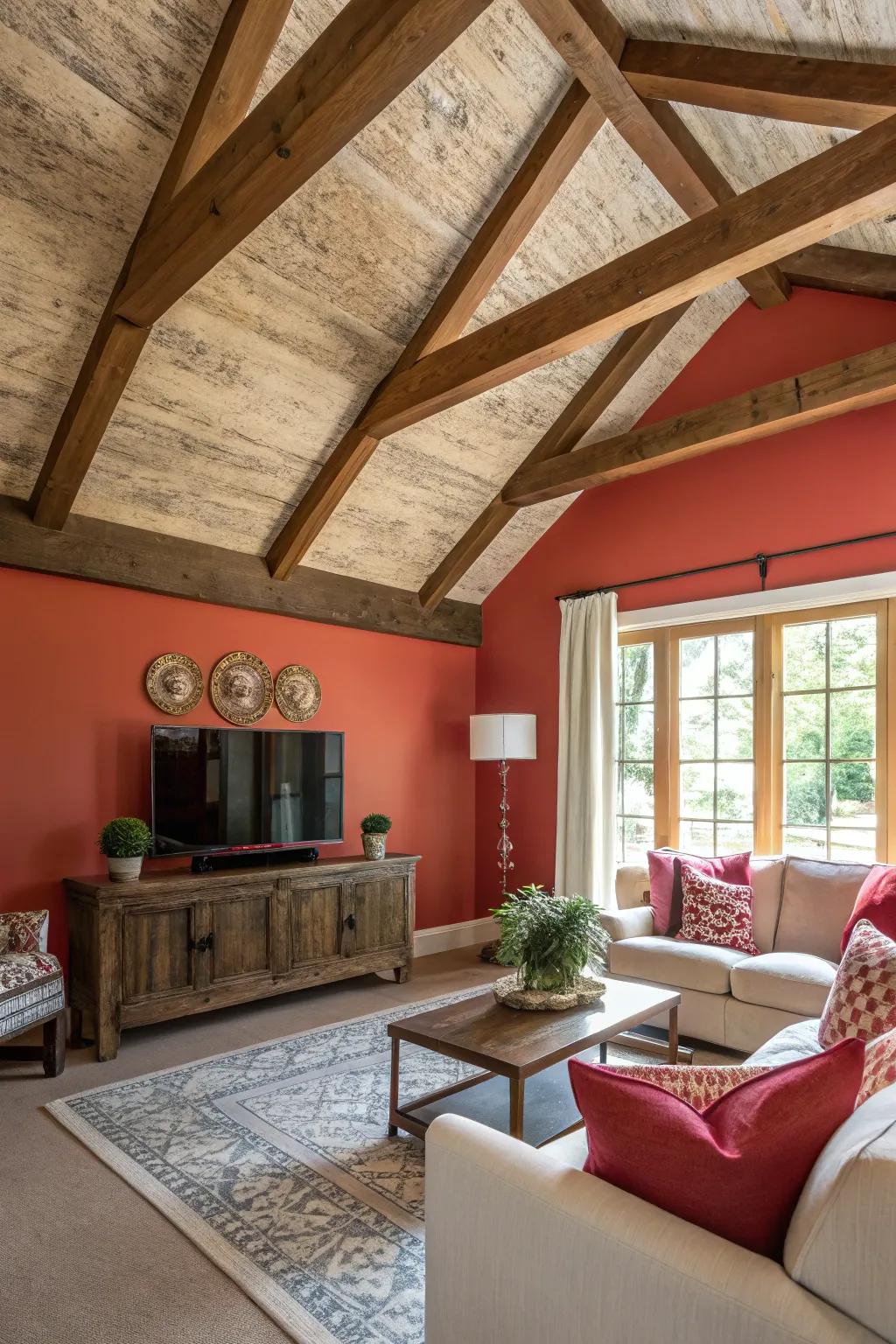 Ceiling designs can add unexpected depth to your living room.