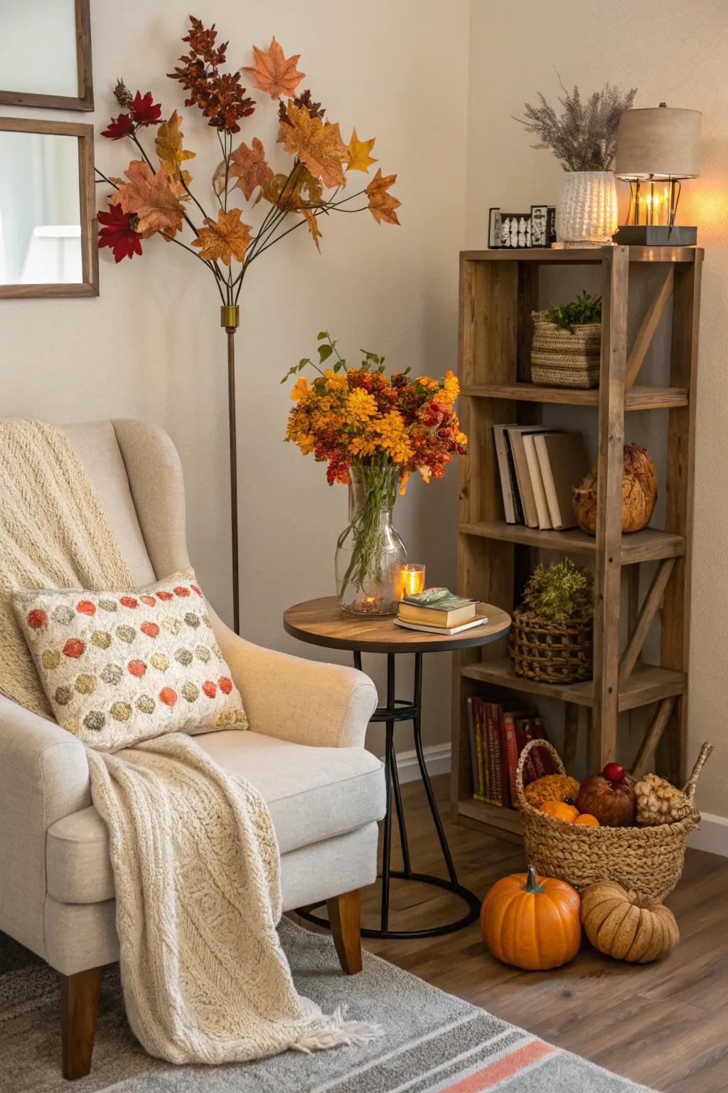 A versatile nook with decor that changes with the seasons.