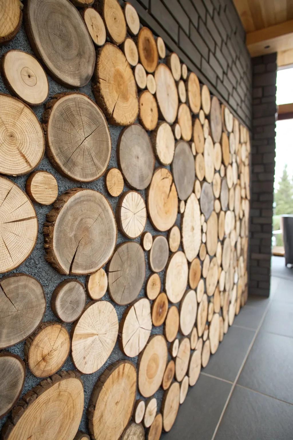Elevate your space with the rustic elegance of log slice artistry.