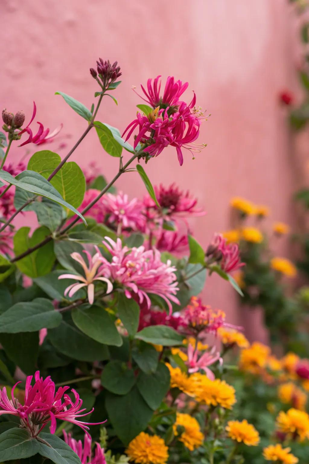 Use loropetalum as a backdrop to enhance other garden colors.