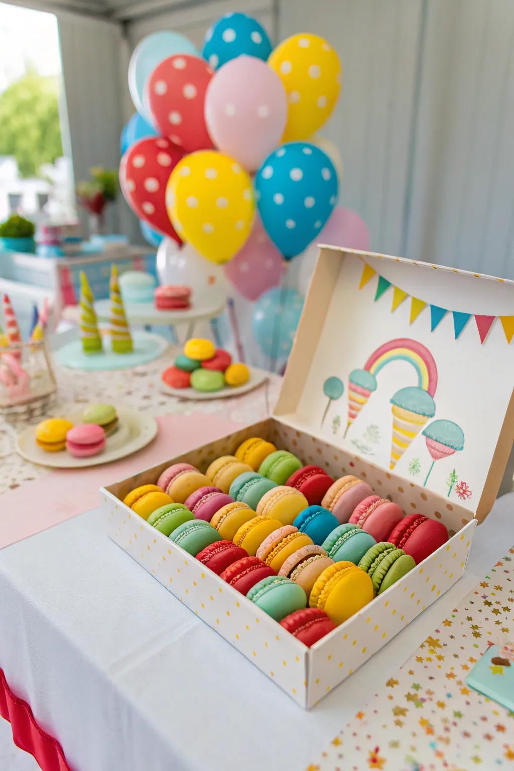 Surprise and delight with interactive macaron pop-up boxes.