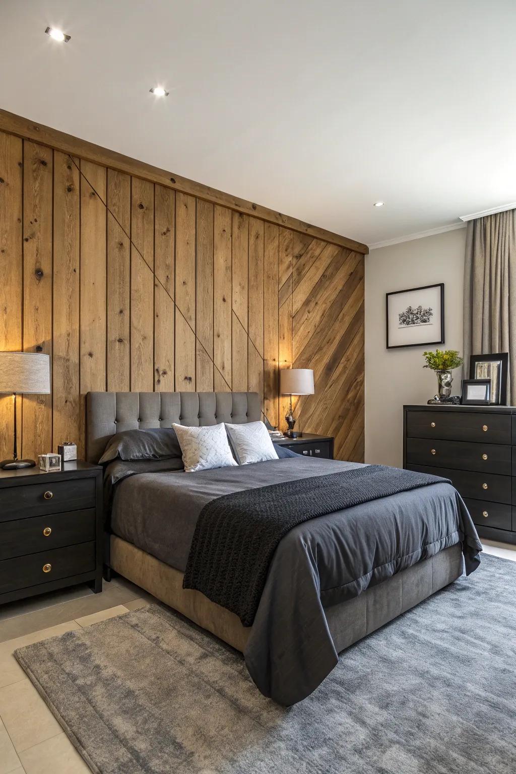 Wood paneling adds rustic and polished appeal.