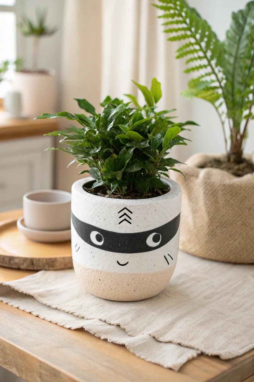 Add a touch of playful elegance to your decor with ninja-themed plant pots, where simplicity meets personality!
