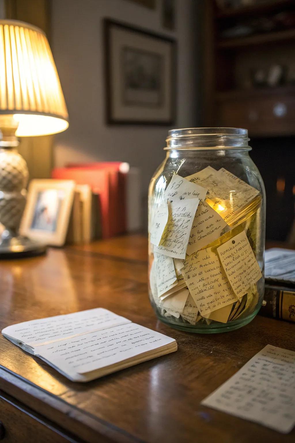 A memory jar serves as a heartfelt keepsake.