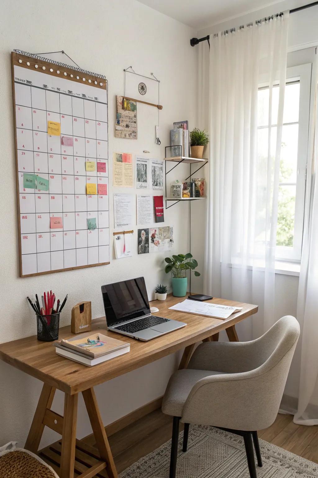 A wall-mounted system organizes tasks and keeps your workspace tidy.