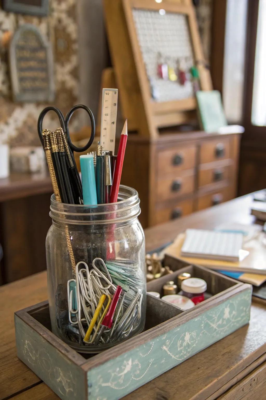 Glass jars provide charming and transparent storage solutions.