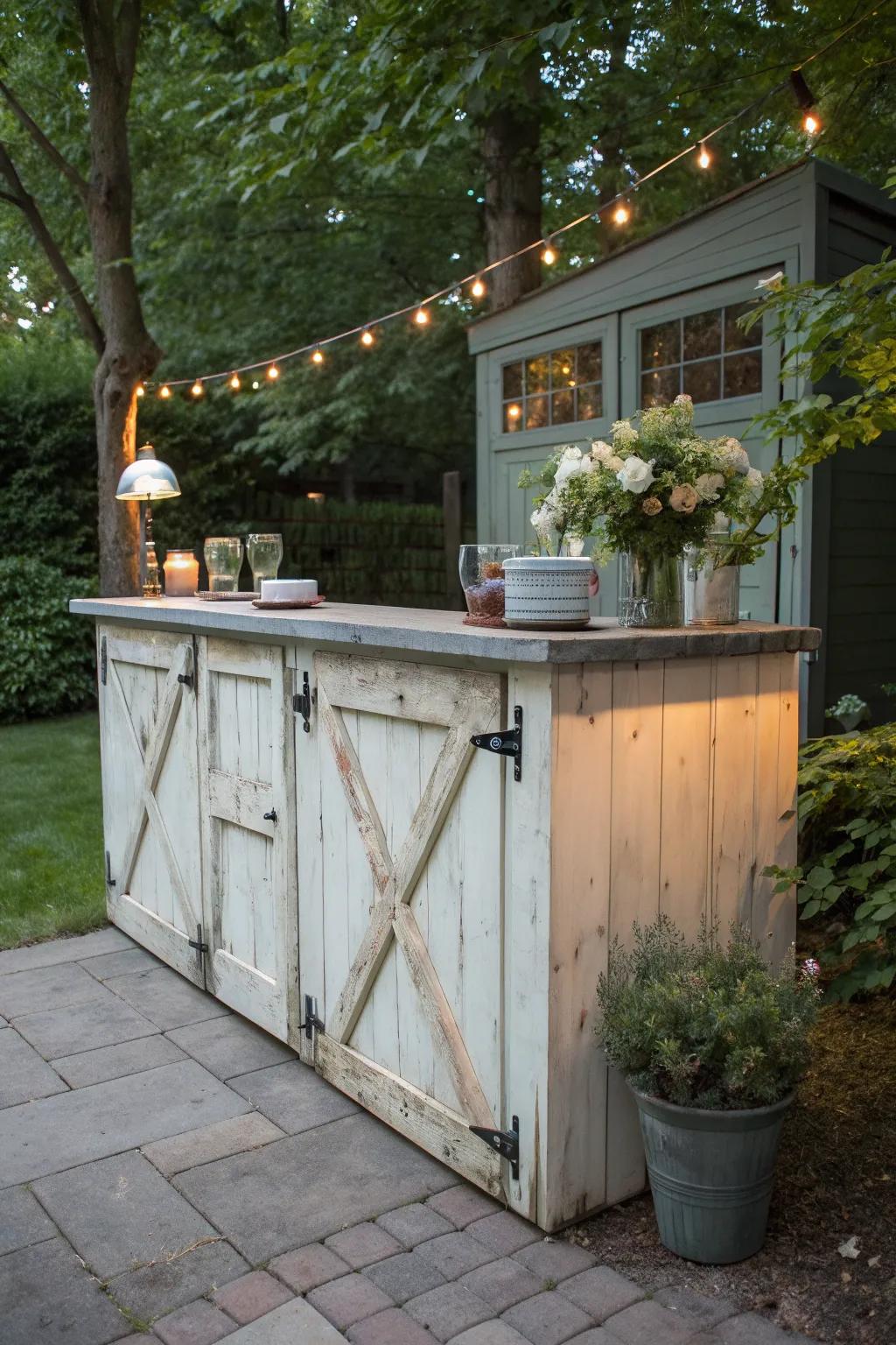 Transform history into hospitality with this stunning backyard bar from an old door. Perfect for summer soirées!