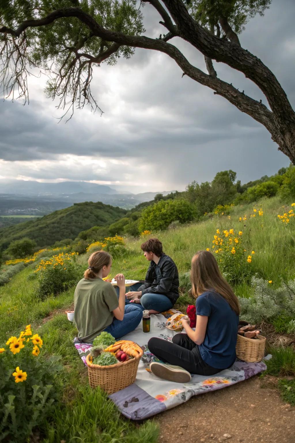 Explore nature and enjoy a scenic picnic with friends.