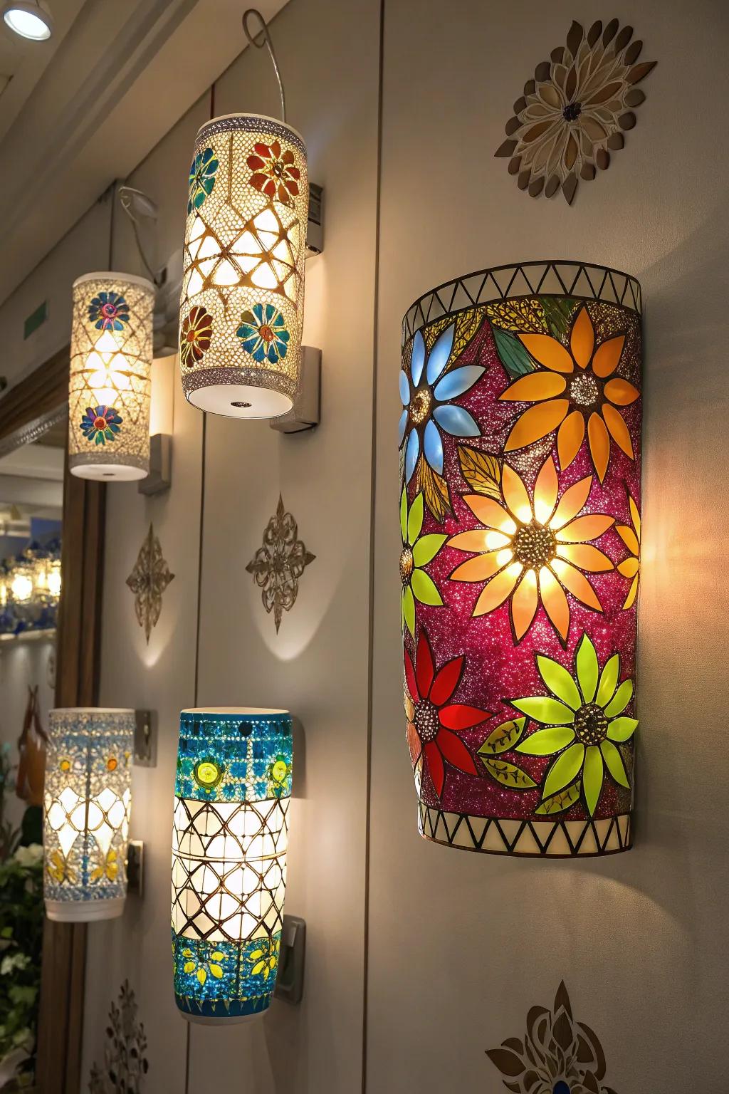 Artistic glass sconces make elegant statement pieces.