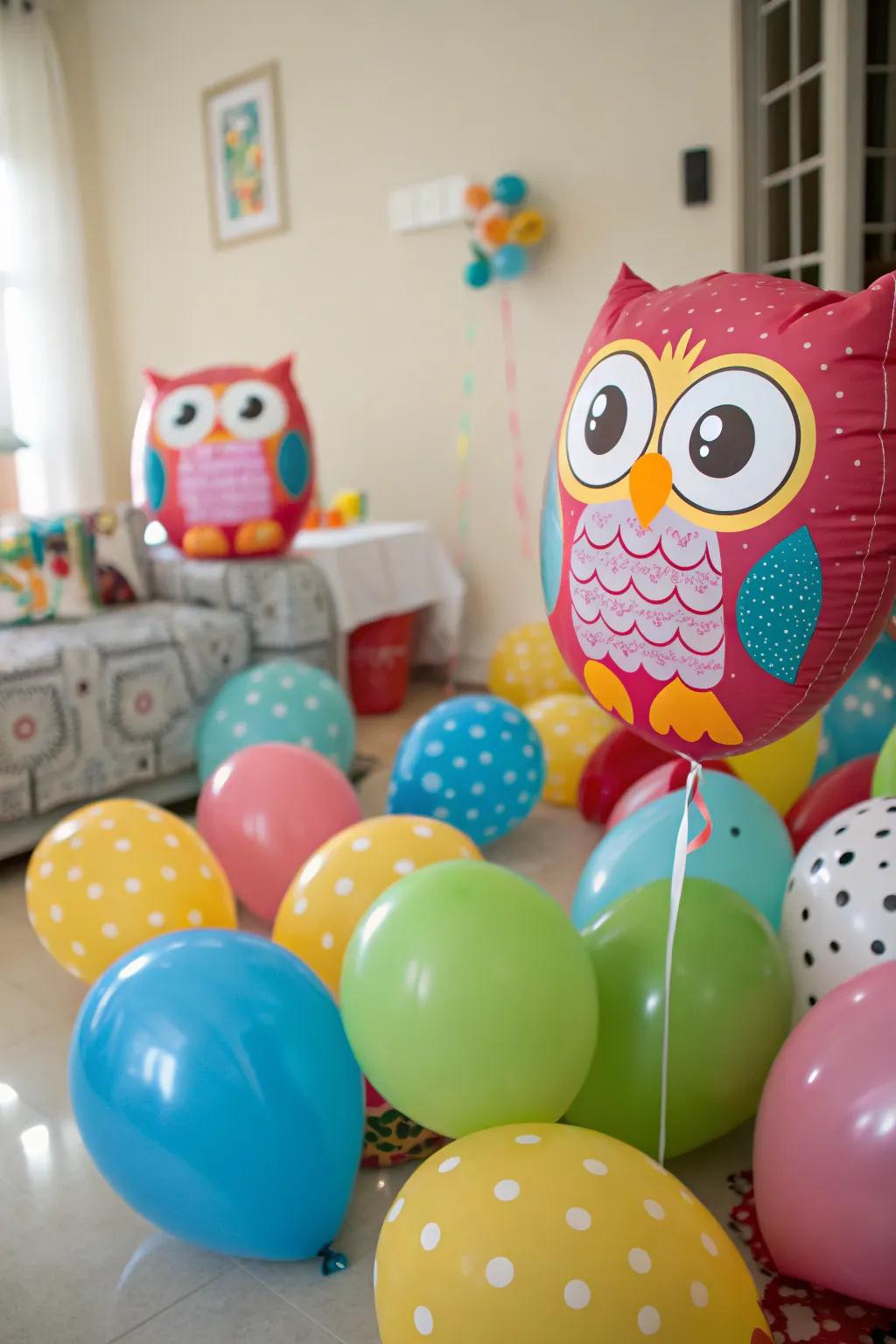 Playful Owl Balloon Decorations