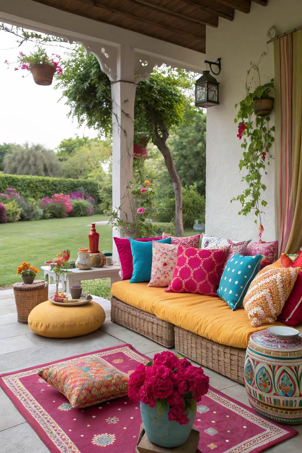 Colorful design elements make your patio lively and inviting.