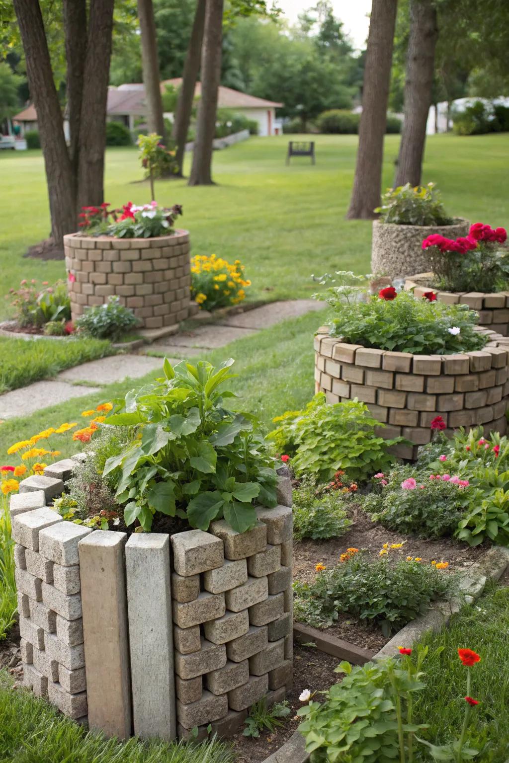 Eco-friendly paver planters offer sustainability with style.