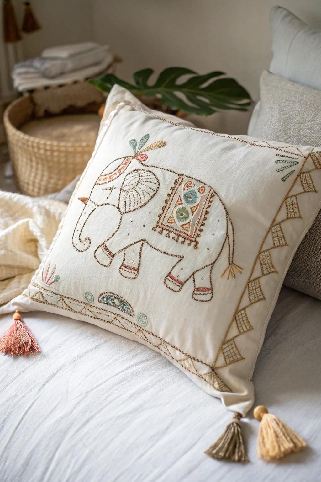 Add a touch of whimsy to your decor with this charming elephant pillow case, where simplicity meets playful elegance.
