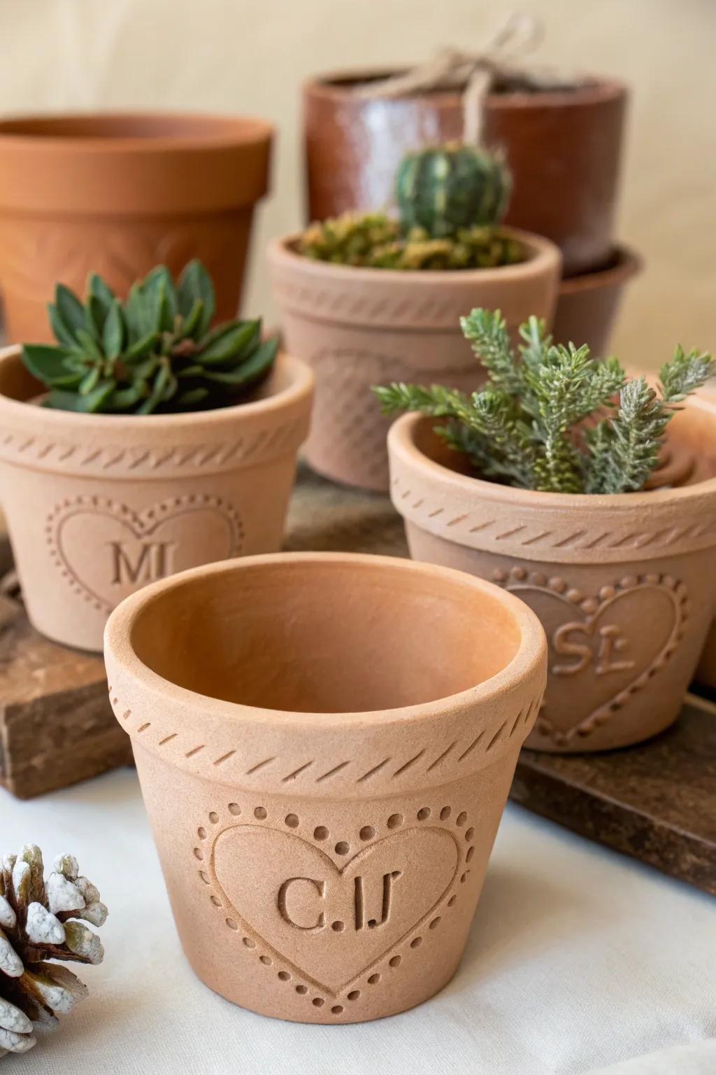 Personalized pinch pots for heartfelt keepsakes.