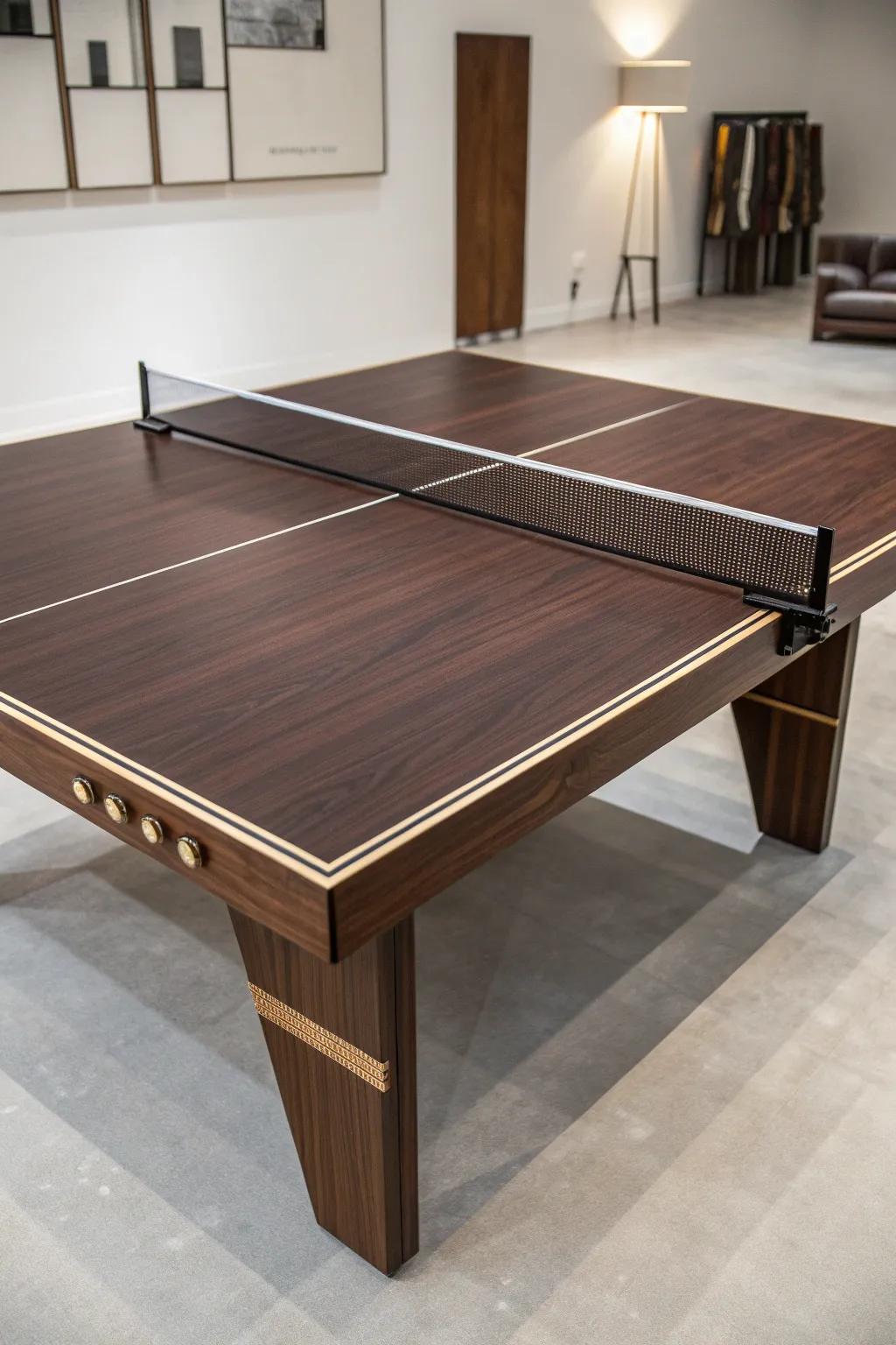 Revolutionize your game space with this elegant, modular ping pong table, designed for both style and functionality.