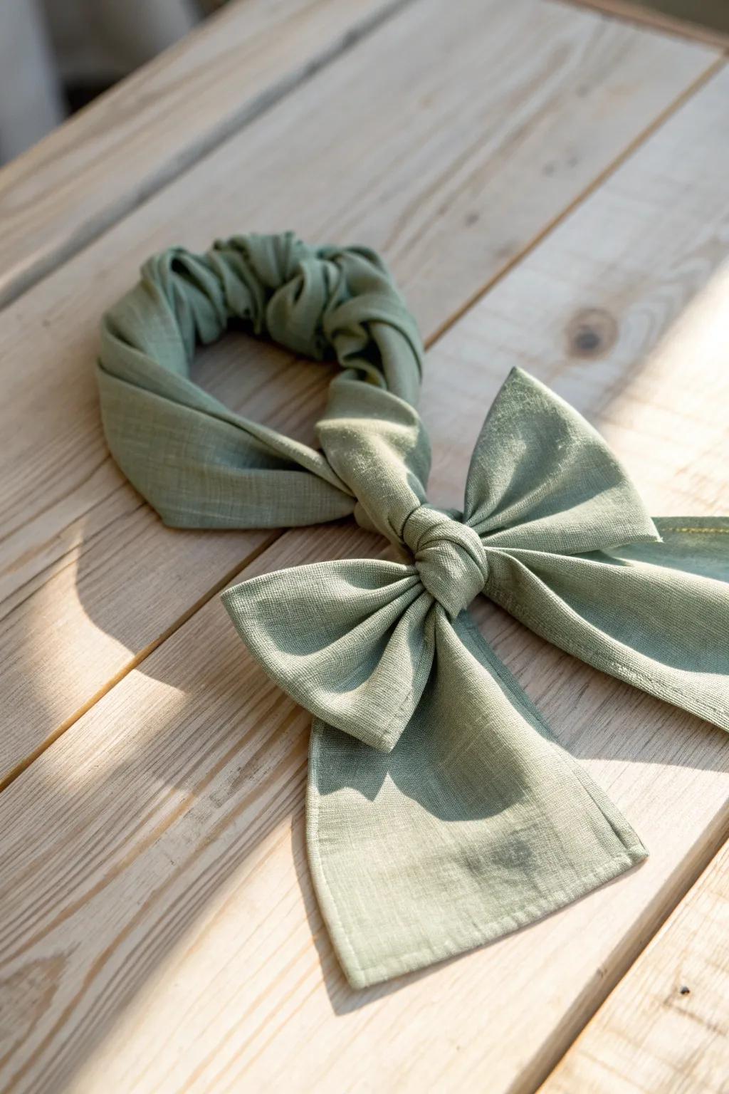 Embrace sustainable style with this beautifully handcrafted eco-friendly fabric bow.