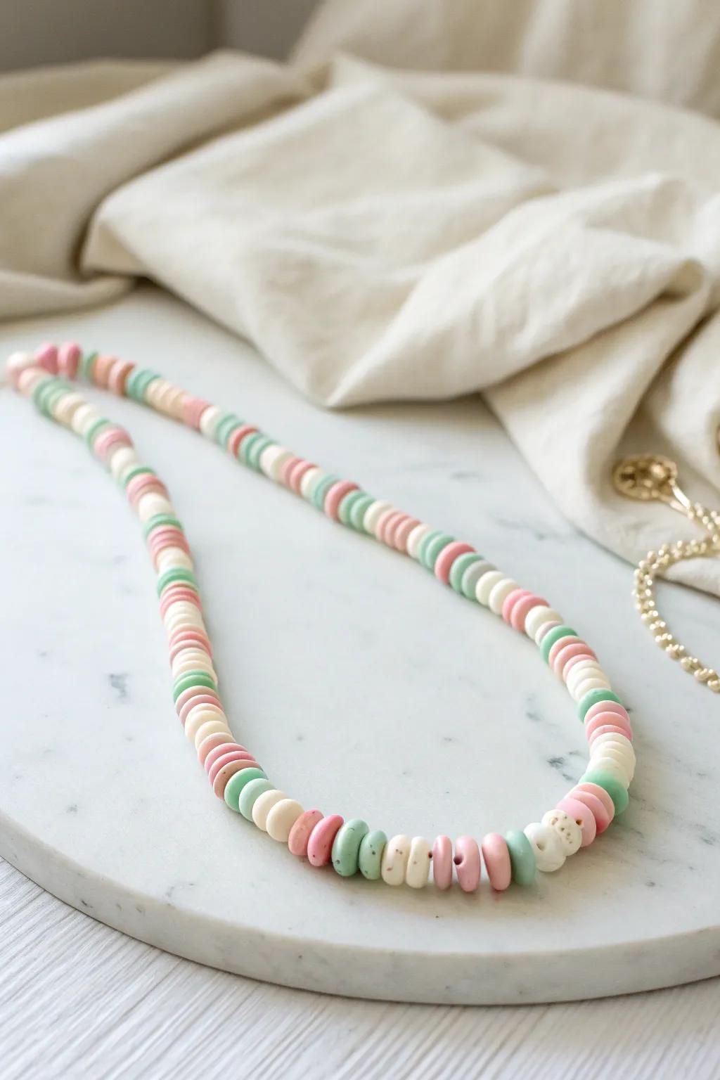 Embrace playful elegance with this handcrafted pony bead necklace, perfect for adding a touch of whimsy to your casual day out.