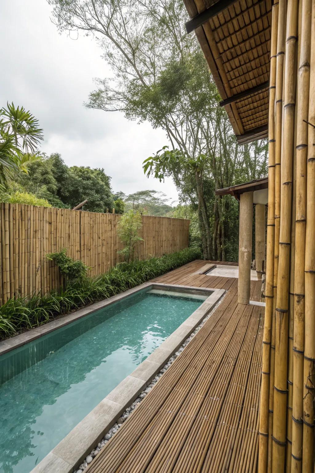 Eco-friendly elegance with bamboo panel fencing.