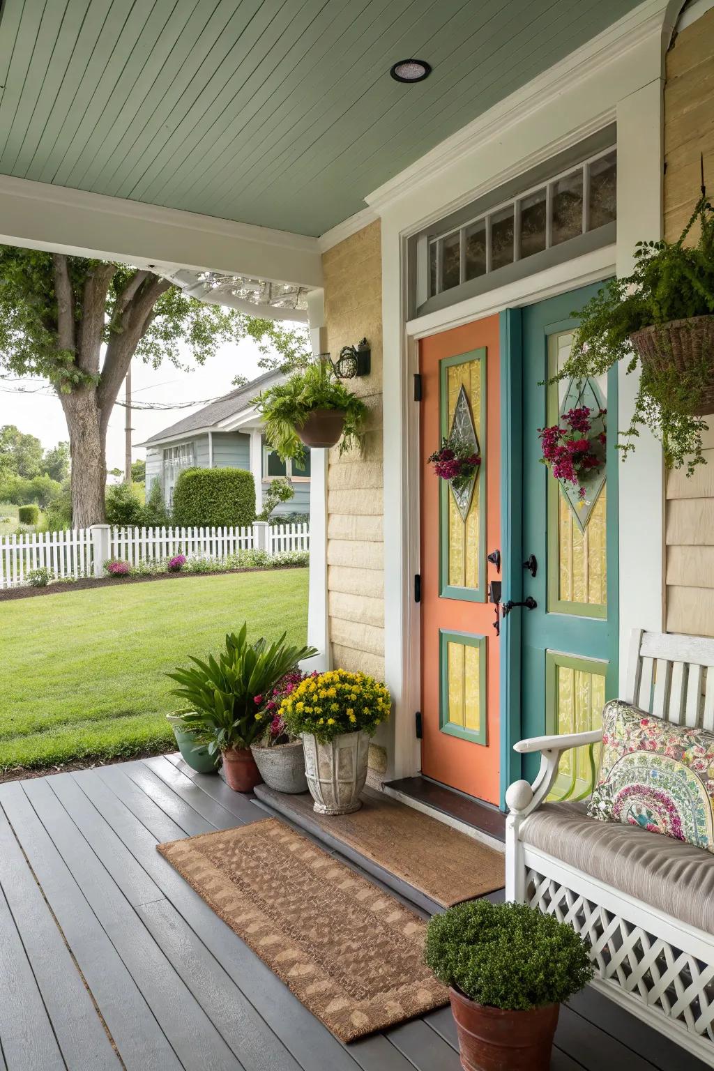 A colorful front door makes a striking statement.