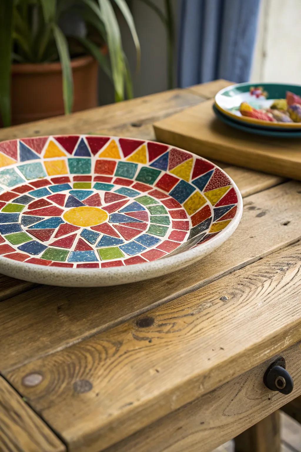 Mosaic patterns add depth and texture to your pottery.