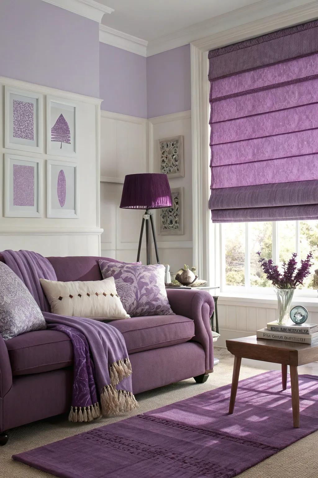 Layering shades of purple adds depth and dimension.