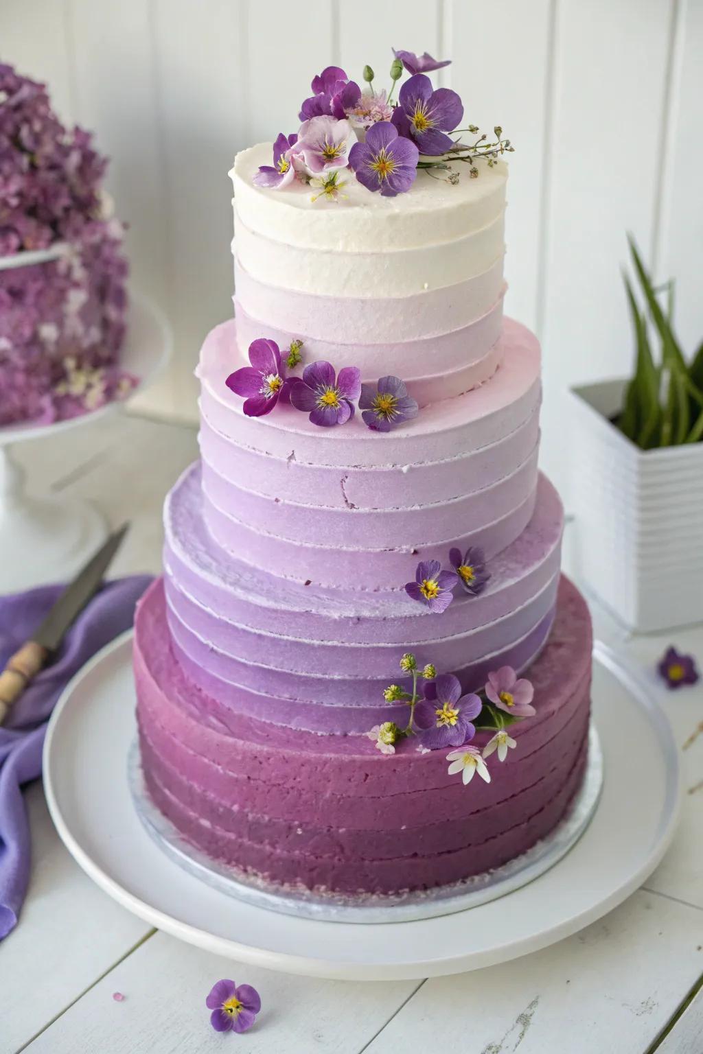 An elegant purple cake that steals the show.