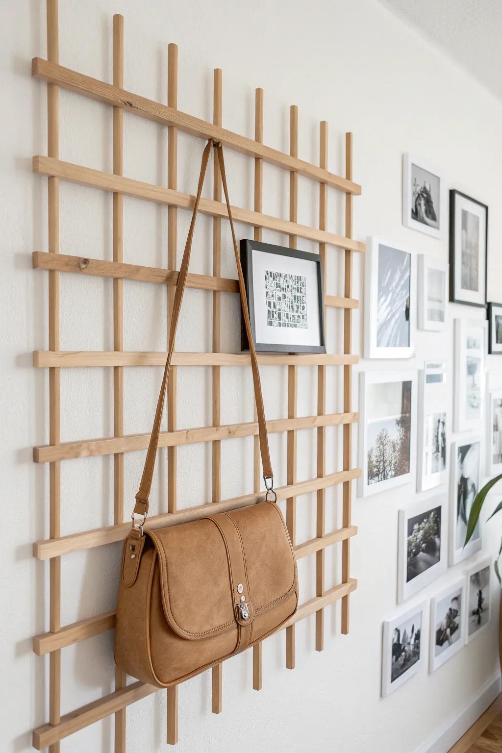 Elevate your space with a chic grid wall display that blends art and fashion seamlessly.