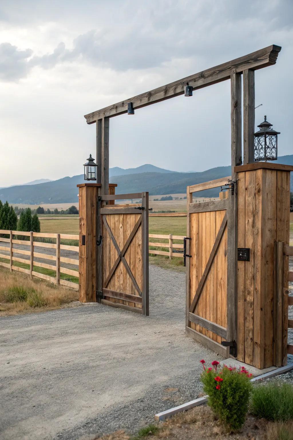 Mixed materials add contrast and depth to this ranch entrance.